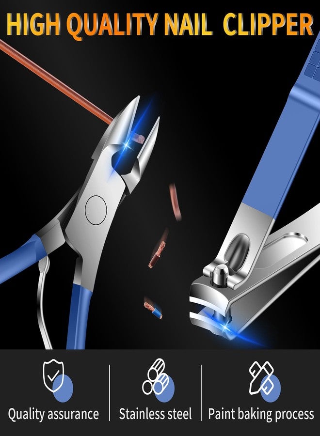 BLESWIN Manicure Set 16Pcs Nail Clippers Set Manicure Kit Professional Stainless Steel Pedicure Kit Nail Care Kit for Women Men with Luxurious Travel Bag, Suitable for Home, Travel, and Salon (Blue) - Image 3